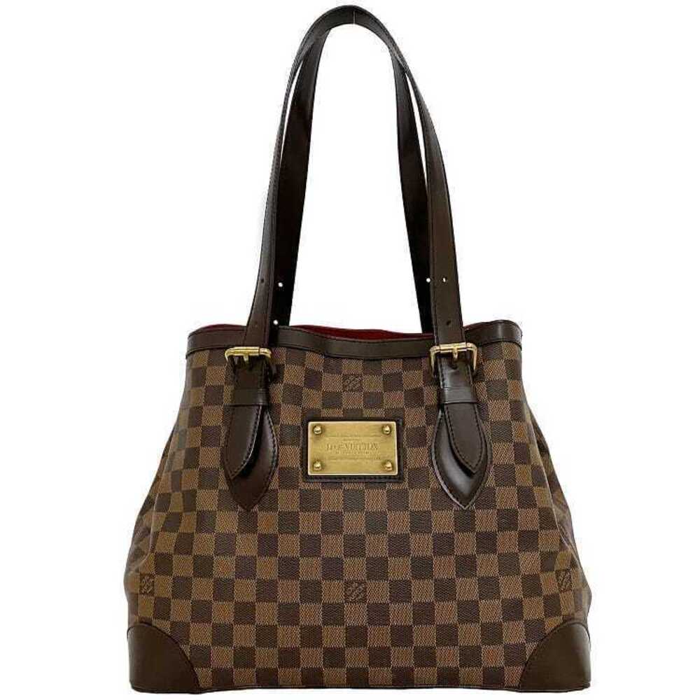 Louis Vuitton Hampstead Tote Bag Damier Canvas Leather Shoulder Ebene Brown Gold